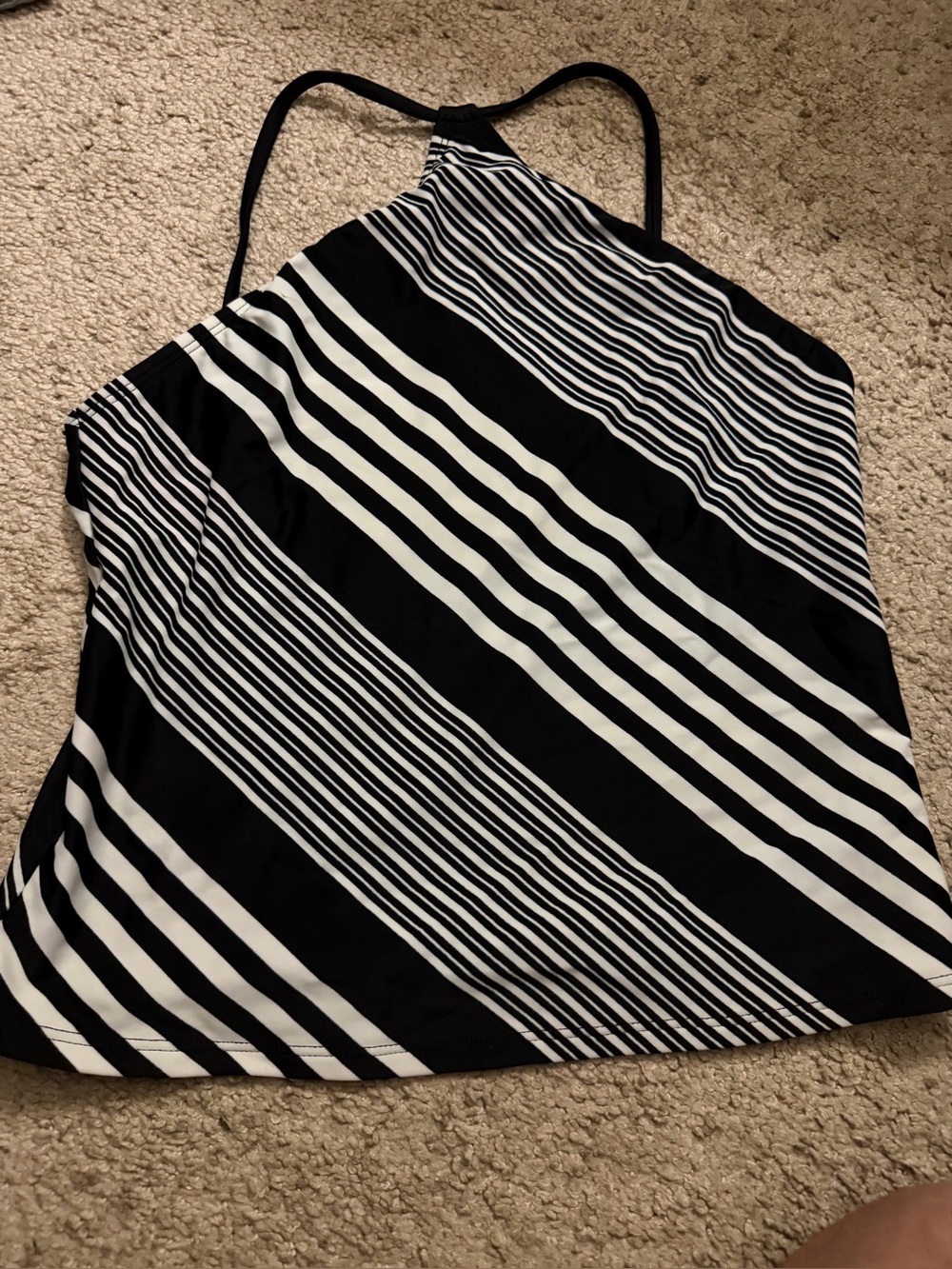 Black & White Striped Halter Women’s swim Top